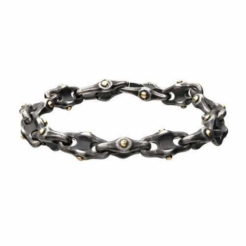 Silver Tone Stainless Steel Antique Finish Cortes Collection Mariner Chain Bracelet