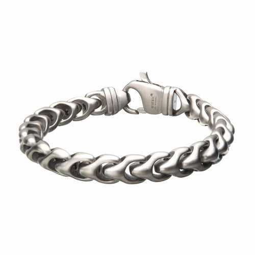 Silver Tone Stainless Steel Matte Finish 10mm Large Chain Bracelet