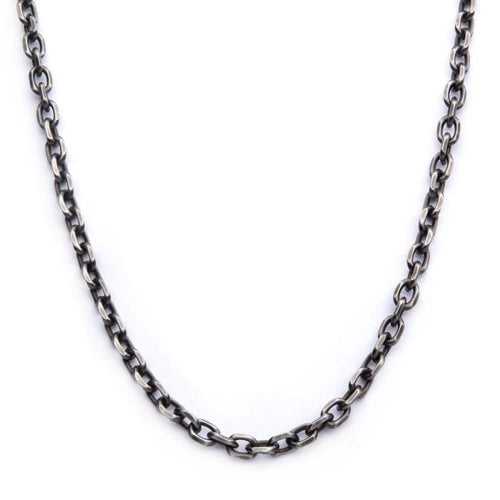 Antiqued Silver Tone Stainless Steel 7mm Antique Oxidized Finish Link Chain
