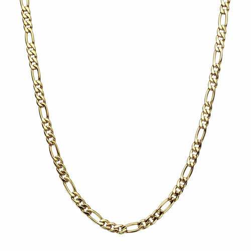 Golden Tone Stainless Steel Polished 6mm Classic Figaro Chain