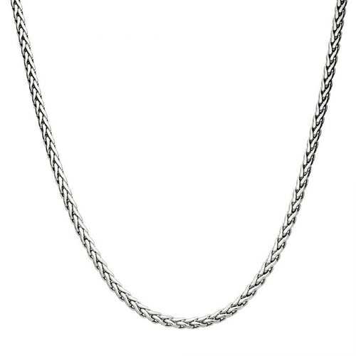 Silver Tone Stainless Steel 5mm High Polished Finish Spiga Chain Necklace