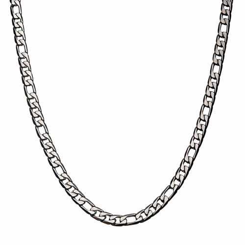 Silver Tone Stainless Steel 7mm Speckled Figaro Chain