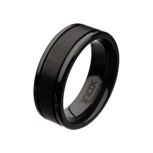 Black Zirconium 8mm Brushed Band Ring