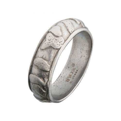 Silver Tone Stainless Steel 7.5mm Matte 3D Canyon Pattern Ring