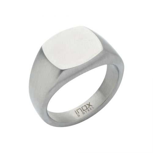 Silver Tone Stainless Steel Signet Pinky Finger Ring