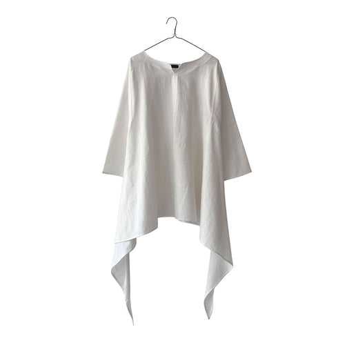 White Hand Spun & Hand Woven Cotton Asymmetric Wide Tunic
