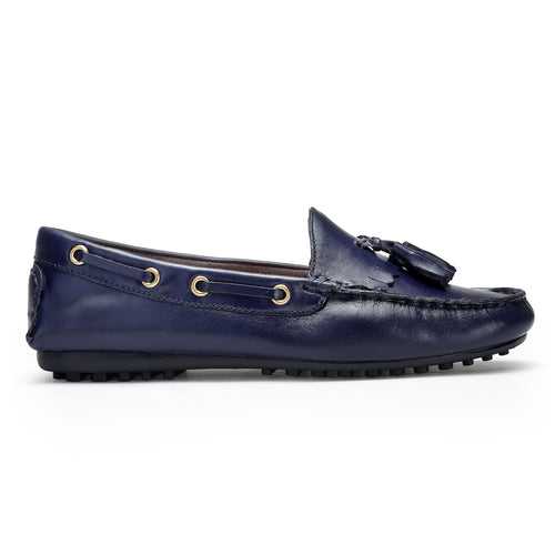 Amy : Blue Tasselled Women Moccasin