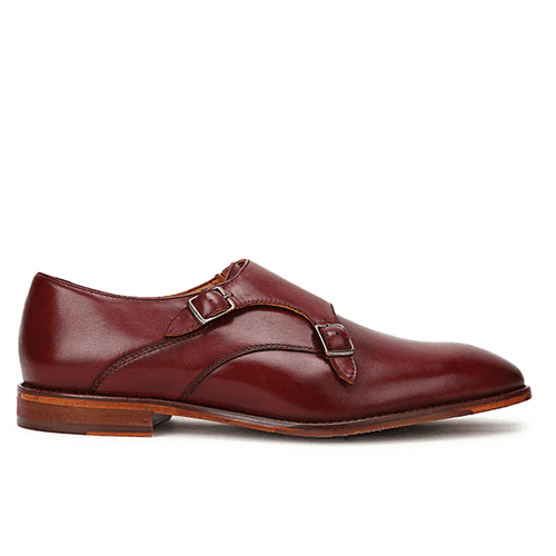 Harper: Burgundy Double Monk Strap Shoes