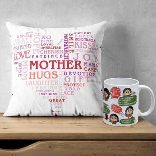 Mother Quote Printed Cushion & Coffee Mug Gift for Mother