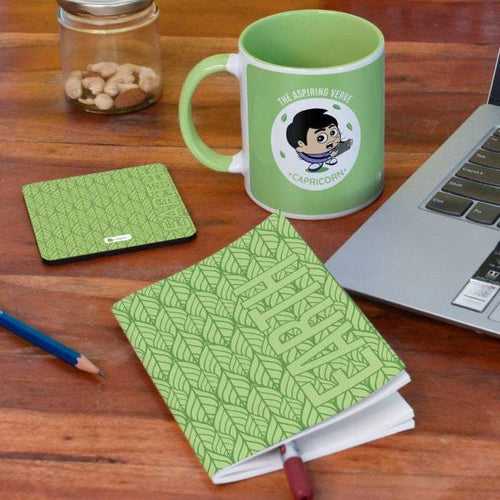 Capricorn Zodiac Sign Gift Set Coffee Mug, Coaster, Diary Set Of 3