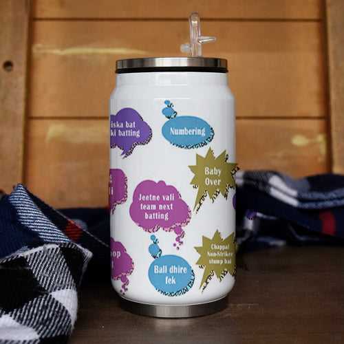 Insulated Steel Sipper Can With Lid And Straw - 350 ML