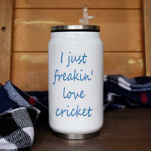 Cricket Love Personalised Sipper Can With Lid And Straw - 350 ML