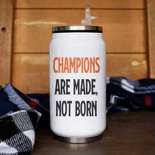 Champions Are Not Born Personalised Sipper Can With Lid And Straw -350 ML