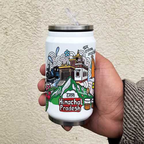 Himachal Pradesh doodle art steel sipper can - Discovering India