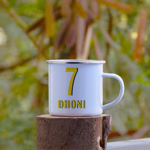 Personalised Cricket Dhoni Printed Enamel Mug -Customize Mug With Your Name