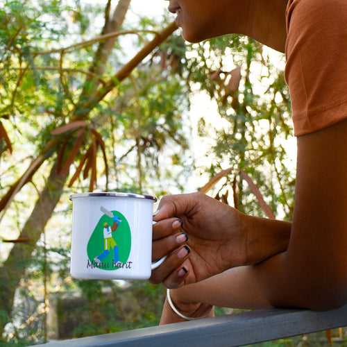 Personalised Cricket Love Printed Enamel Mug - Customize Mug With Your Name