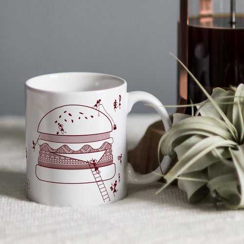 Warli Themed Burger Printed Coffee Cup