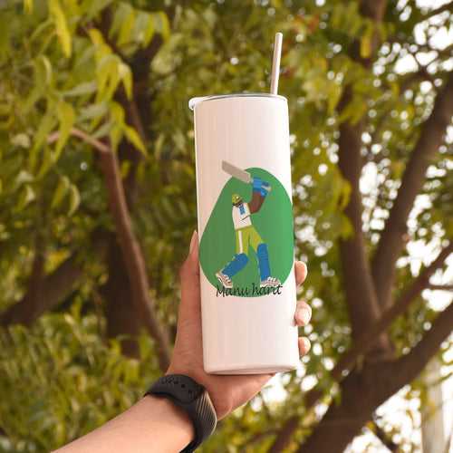 Personalised  Cricket Love Printed Tumbler With Lid And Steel Straw - Customize Tumbler With Your Name