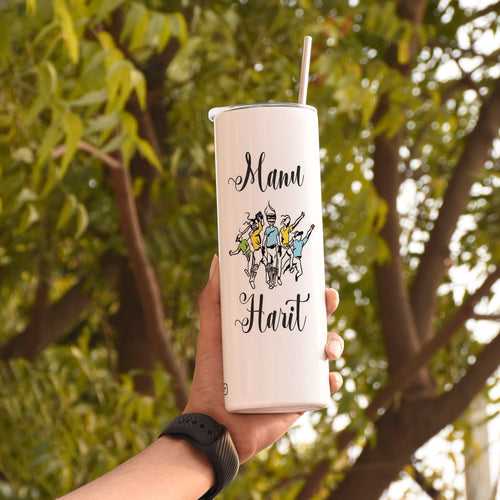 Personalised Cricket Fever Printed Tumbler With Lid And Steel Straw - Customize Tumbler With Your Name