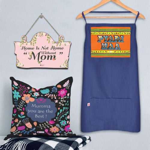 Pyari Maa Digital Printed Apron with Cushion, Wall Hanging Gifts for mother