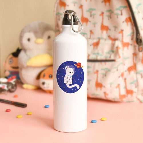 Indigifts Cat in Space Printed Sipper Bottle