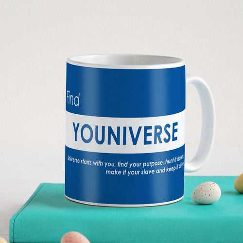 Funny Coffee Mugs | Find Youniverse Printed Blue Coffee Mug 330 ml | Funny Gifts for Men, Coffee Mug for Friend, Unique Gift Idea, Birthday Gift for Girls/Boy/Friends/Roommate
