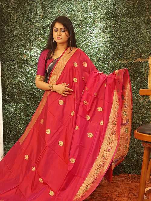 Pink Pure Katan Silk Saree