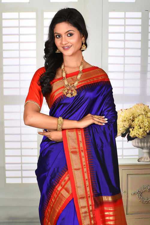 Ultramarine Blue Pure Paithani Saree