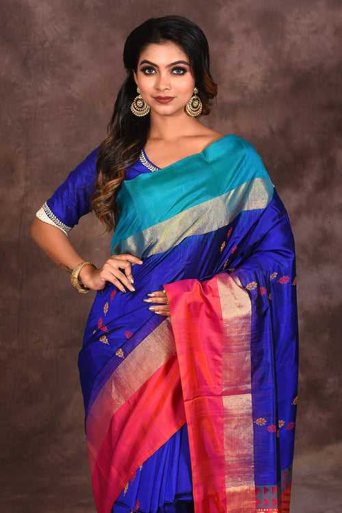 Royal Blue Pure Silk Handloom Saree