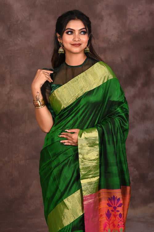 Bright Green Silk Saree