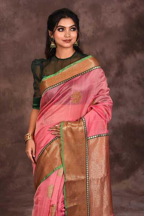 Designer Bright Pink Semi-Silk Saree