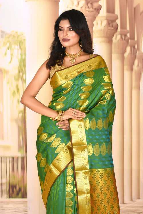 Elegant Green Semi Silk Saree