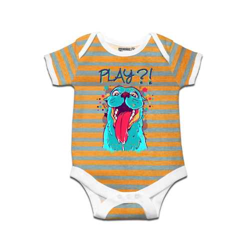 Kidswear By Ruse Play Dog Printed Striped infant Romper For Baby