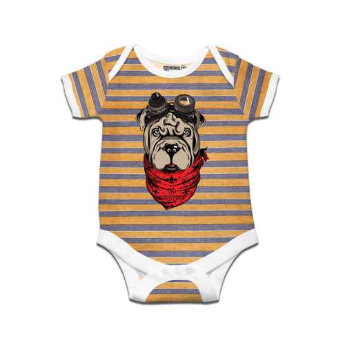 Kidswear By Ruse Dogpunk Printed Striped infant Romper For Baby