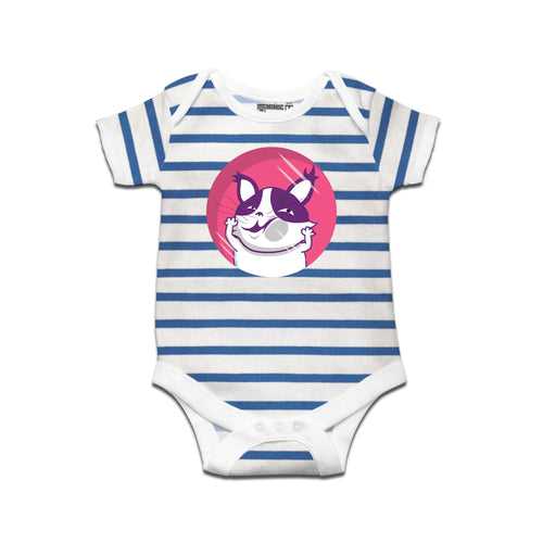 Kidswear By Ruse Face One Printed Striped infant Romper For Baby