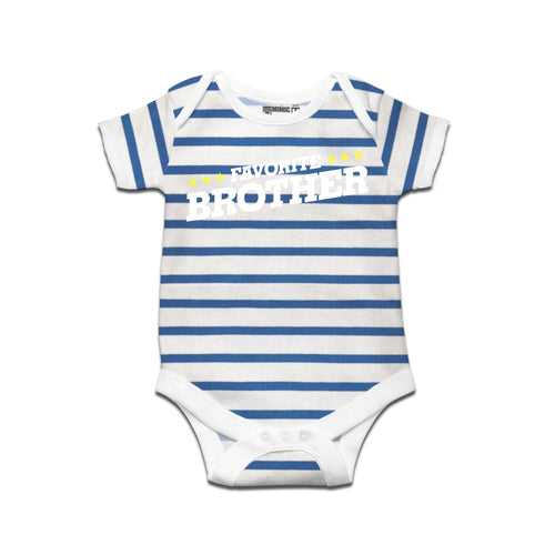 Kidswear By Ruse Favourite Brother Printed Striped infant Romper For Baby
