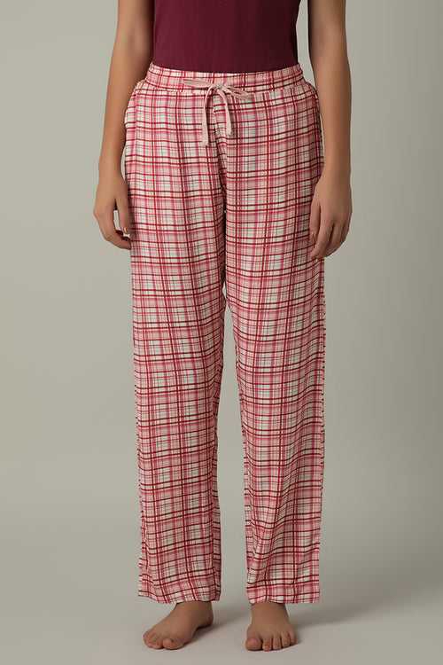 Full Length Pyjama Bottom - Blush Rose Check Print