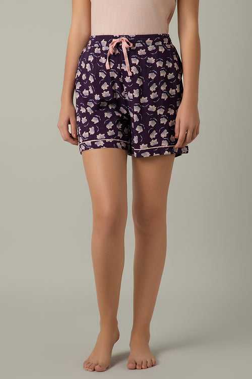 Sleep Shorts - Shadow Purple Floral Print