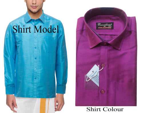 Traditional Raw Silk Shirt for men - full sleeve (Pink) - 90031A