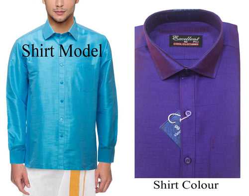 Traditional Raw Silk Shirt for men - full sleeve (Pink) - 90032A