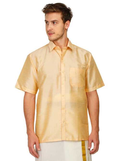 Traditional Raw Silk Shirt for men (Sandal) - 90013A
