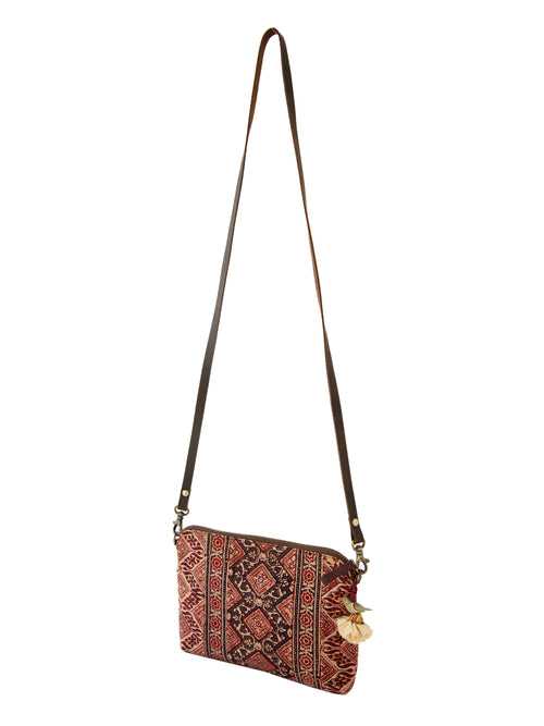 Ajrak Arya Sling Madder with vertical border