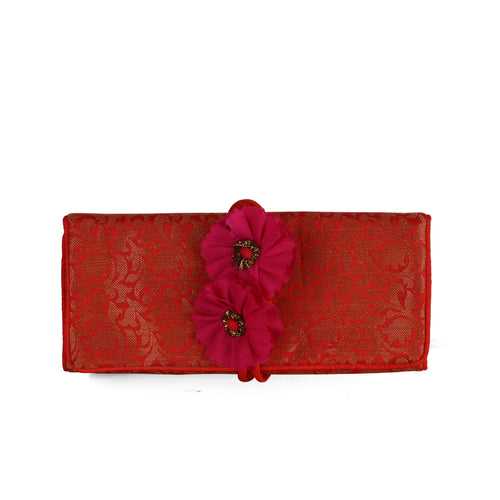 Red Brocade Foldover Pouch