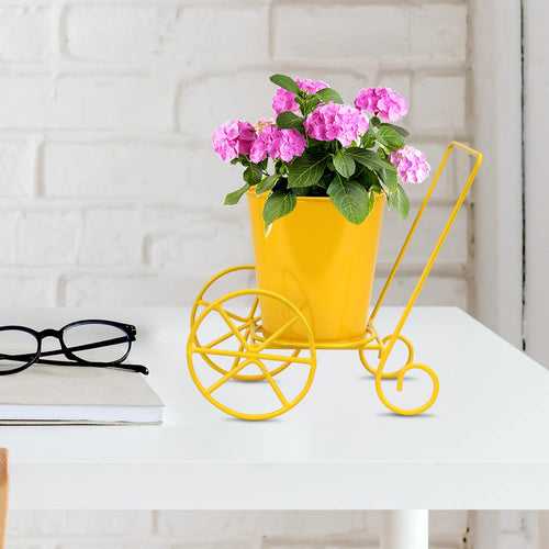 Casa De Amor Table Top Metal Planter on Wheel | Living Room Decor | Flower Pot Stand for Office Decor
