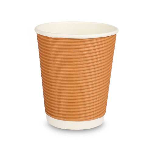 Ripple Paper Disposable Tea / Coffee Cups, 150 ml - Brown (Pack of 50)