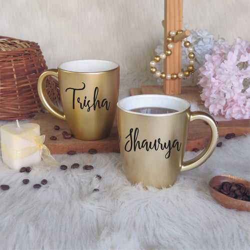 Unbreakable Mug with Customisable Name - Set of 2 Gold