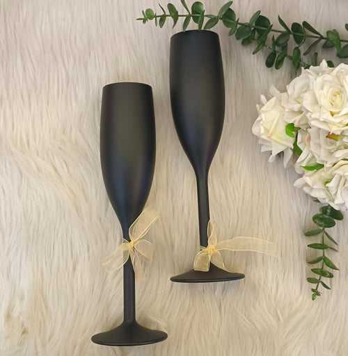 Unbreakable Champagne Flutes - Set of 2 Obsidian Black
