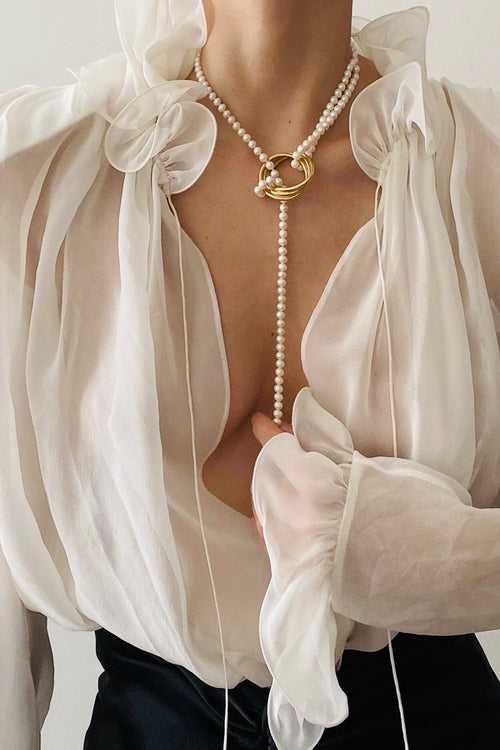 Queen Elizabeth Coin Pearl Warp Necklace