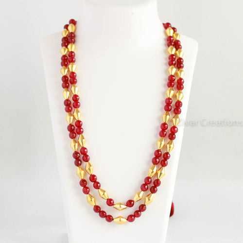 Dholki Red Beads Necklace