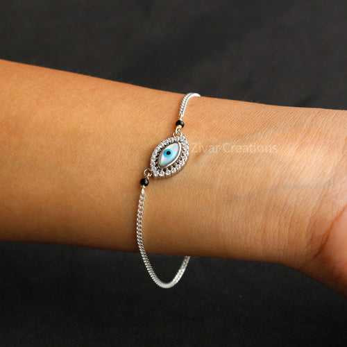 925 Sterling Silver Evil Eye Mangalsutra Bracelet